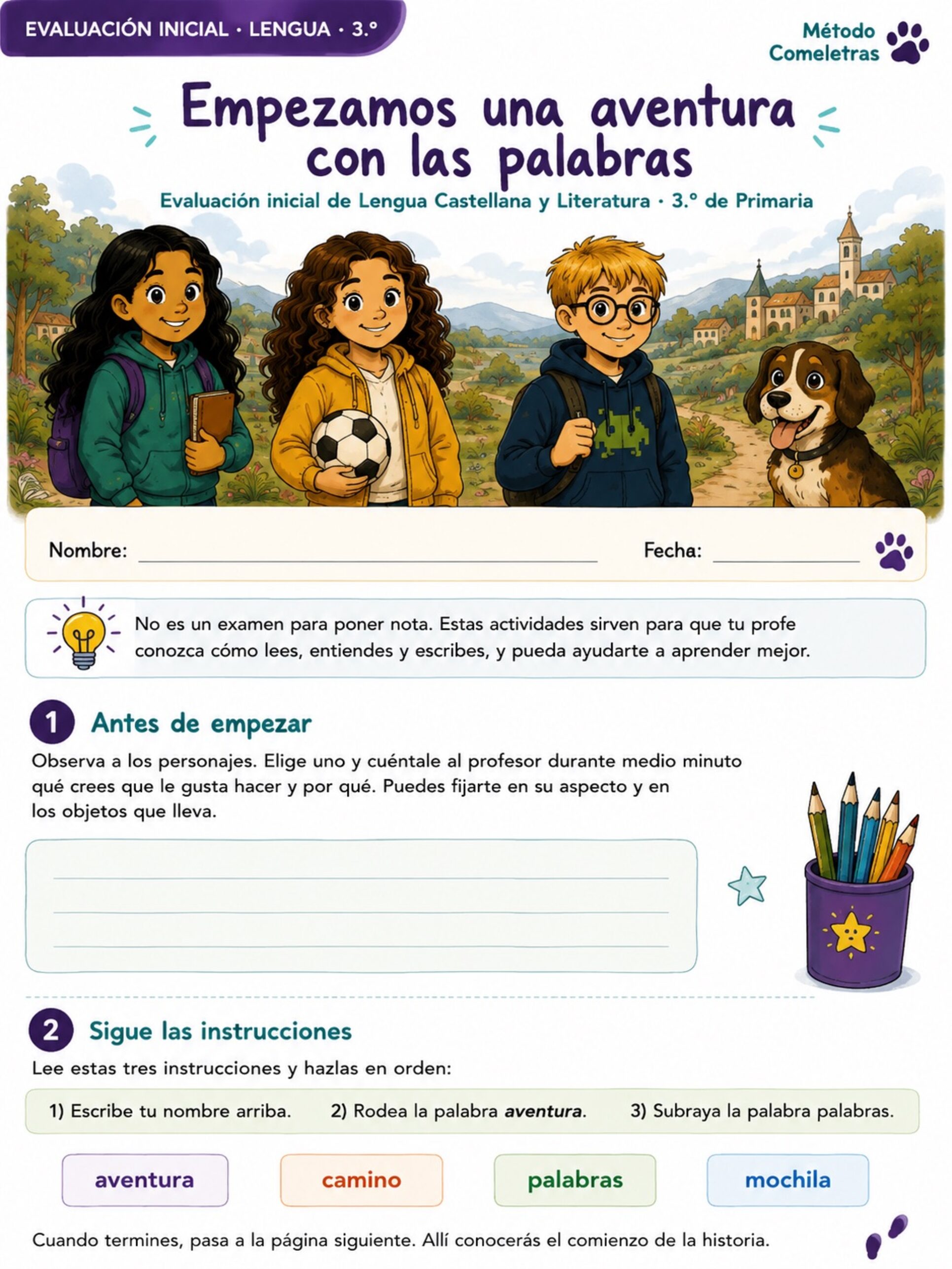 Portada de Evaluación inicial de Lengua